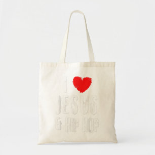 Vintage Grunge I Love JESUS And HIP HOP, Christian Tote Bag