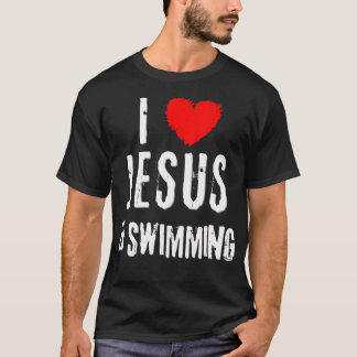 Vintage Grunge I Love Jesus  Swimming Christian T-Shirt