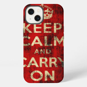 Vintage Grunge Keep Calm and Carry On iPhone 13 Case