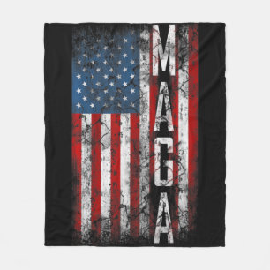 Vintage Grunge MAGA American Flag Lover Fun Gift Fleece Blanket