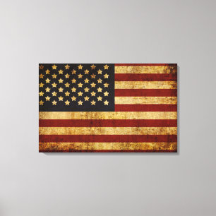 Vintage Grunge Patriotic USA American Flag Canvas Print