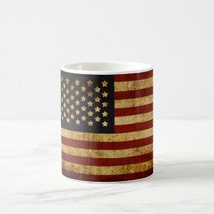 Vintage Grunge Patriotic USA American Flag Coffee Mug