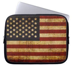 Vintage Grunge Patriotic USA American Flag Laptop Sleeve