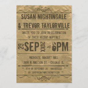 Vintage Grunge Playbill Reception Only Invite