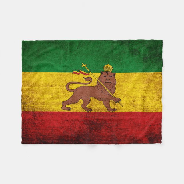 Vintage Grunge Rastafarian Flag Fleece Blanket (Front (Horizontal))