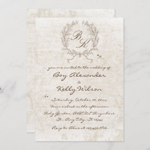 Vintage grunge rustic old paper  invitation