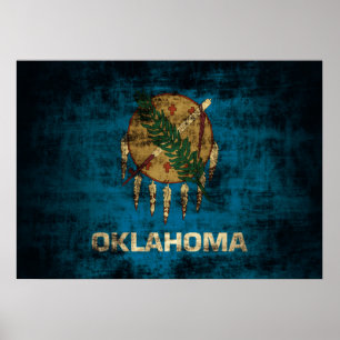 Vintage Grunge State Flag of Oklahoma Poster
