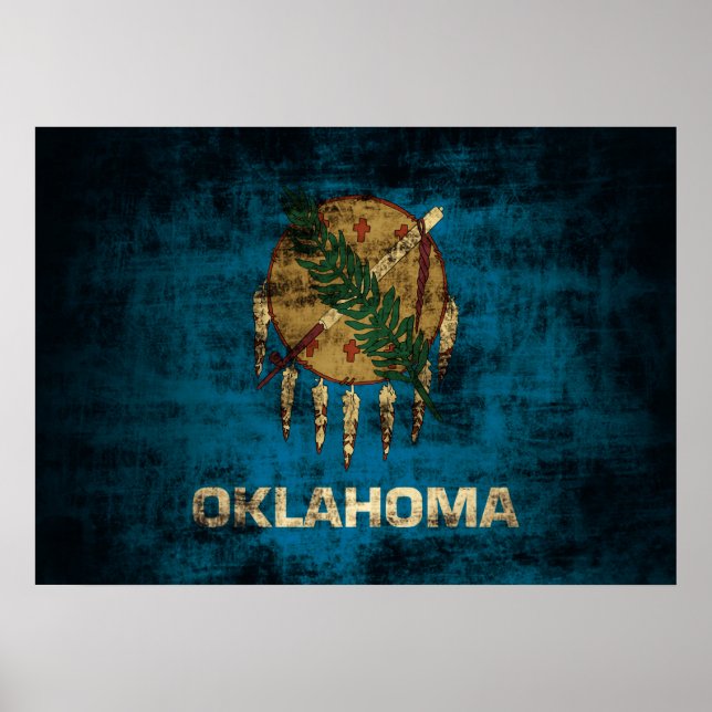 Vintage Grunge State Flag of Oklahoma Poster (Front)