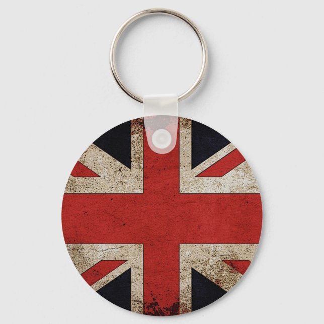 Vintage Grunge UK Flag Key Ring (Front)