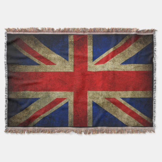 Vintage Grunge UK Flag Throw Blankets