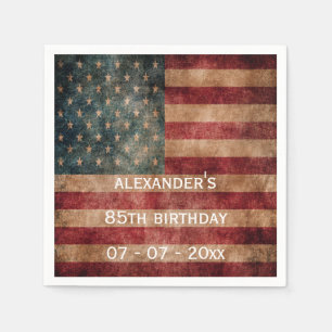 Vintage Grunge USA Stars & Stripes 85th Birthday Napkin