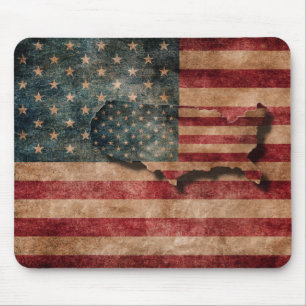 Vintage Grunge USA Stars & Stripes Flag and Map Mouse Mat