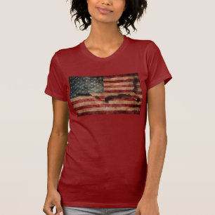 Vintage Grunge USA Stars & Stripes Flag and Map T-Shirt