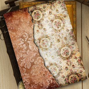 Vintage Grungy Torn Gold Damask Tissue Paper