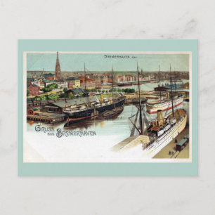 Vintage Gruss aus Bremerhaven litho Postcard