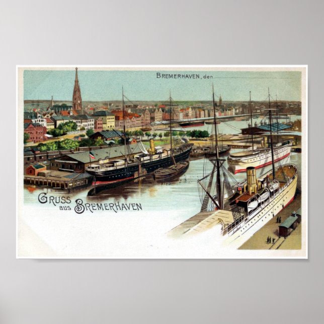 Vintage Gruss aus Bremerhaven litho Poster (Front)