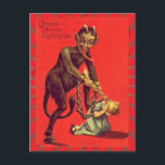 Vintage Gruss Vom Krampus Postcard<br><div class="desc">Fun Krampus Christmas postcards! Gruss Vom Krampus - better be good, for goodness sake or Krampus will come get you and take you back to his lair for Christmas dinner. He just loves a naughty child with a little butter and garlic. Classic vintage Christmas cards were popular to give out...</div>