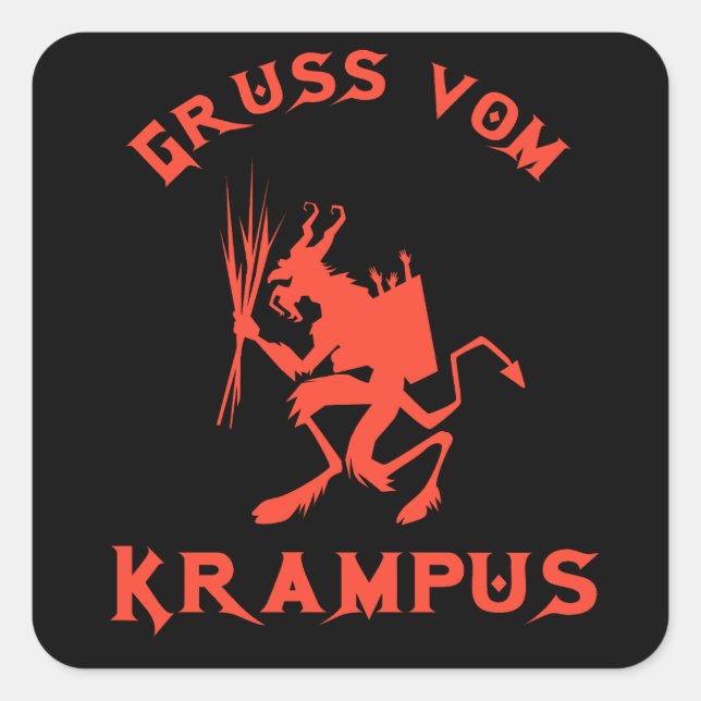 Vintage Gruss vom Krampus Square Sticker (Front)