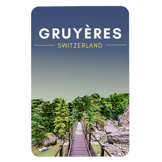 Vintage Gruyeres Switzerland Travel Magnet (Vertical)