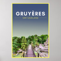Vintage Gruyeres Switzerland Travel