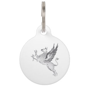 Vintage Gryphon Letterpress Line Art Pet Tag