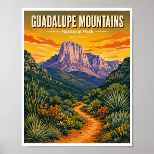Vintage Guadalupe Mountains National Park Travel Poster