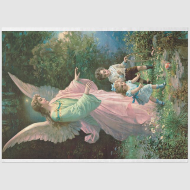 Vintage Guardian Angel Angels Christian Art  Tissue Paper (Front)
