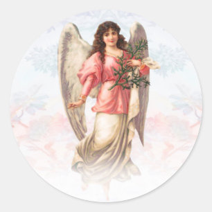 Vintage Guardian Angel Classic Round Sticker