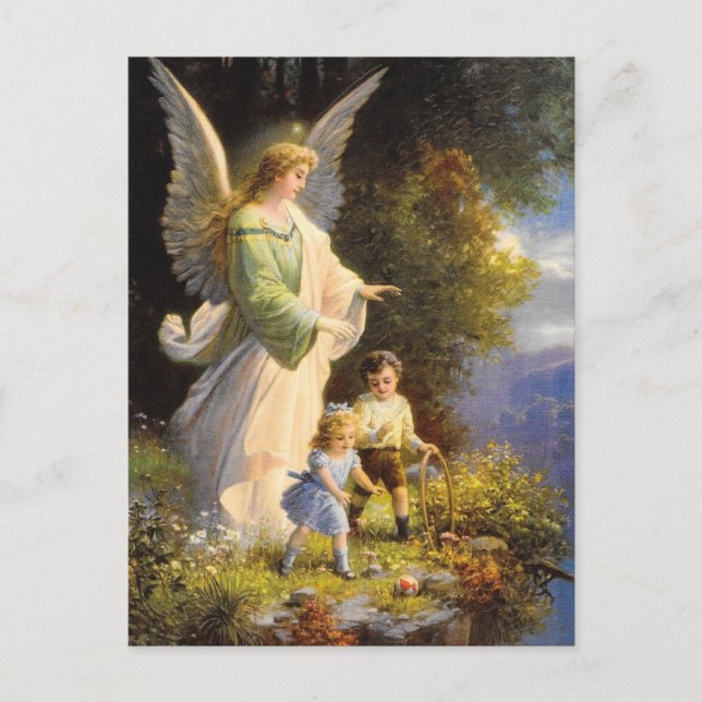 Vintage Guardian Angel Postcard  (Front)