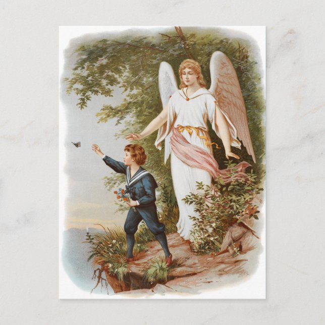Vintage Guardian Angel Postcard (Front)