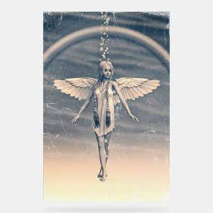 Vintage Guardian Angel Rainbow Art Acrylic Sign