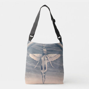 Vintage Guardian Angel Rainbow Art Crossbody Bag