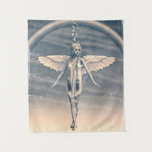 Vintage Guardian Angel Rainbow Art Tapestry