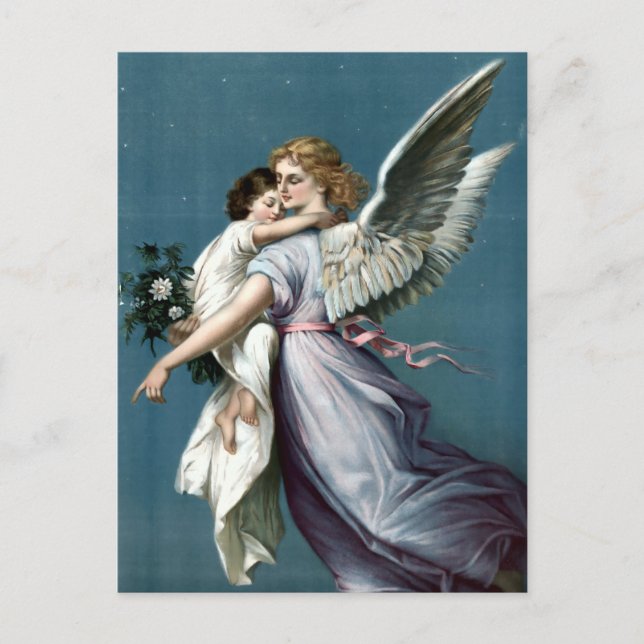 Vintage Guardian Angel With Child Postcard (Front)