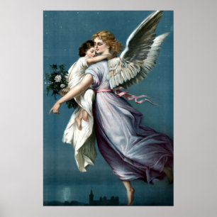 Vintage Guardian Angel With Child Poster