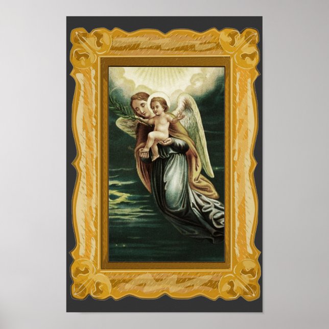 Vintage Guardian Angel With Jesus Poster (Front)