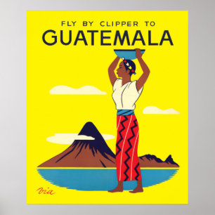 Vintage Guatemala Air Tourism Travel Poster