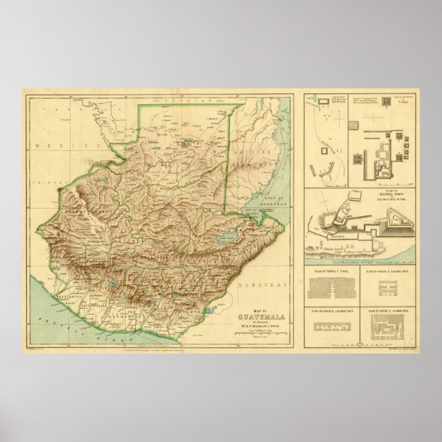 Vintage Guatemala Map (1883) Poster (Front)