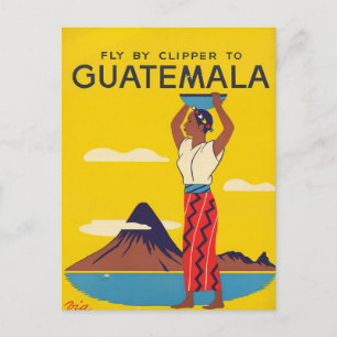 Vintage Guatemala Travel Airline Poster Clipper Postcard