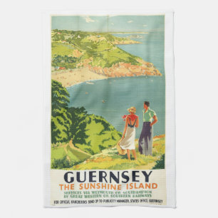 Vintage Guernsey The Sunshine Island Kitchen Towel