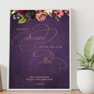 Vintage guess how many kisses bridal shower sign