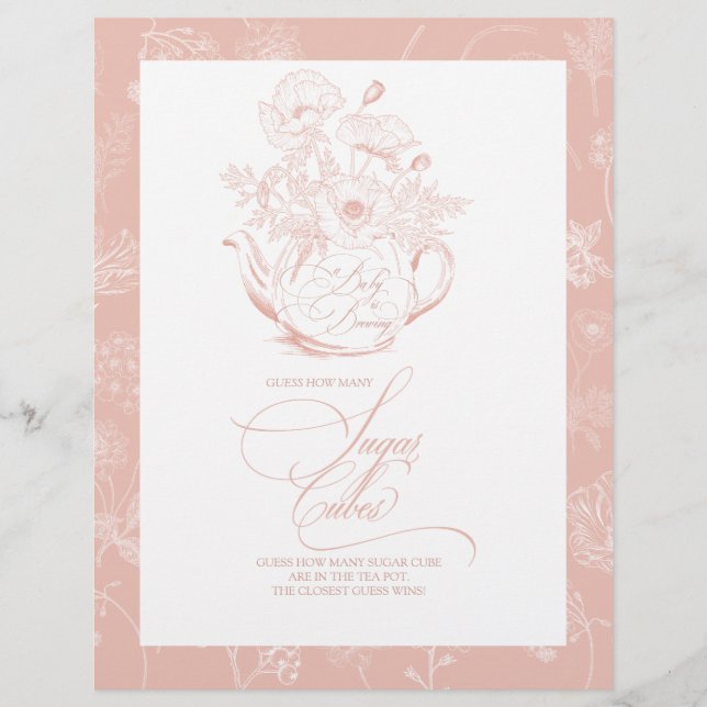 Vintage Guess How Many Pink Bridal Shower Game (Front)