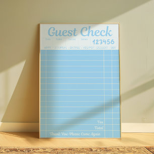 Vintage Guest Check Poster Retro Restaurant Art