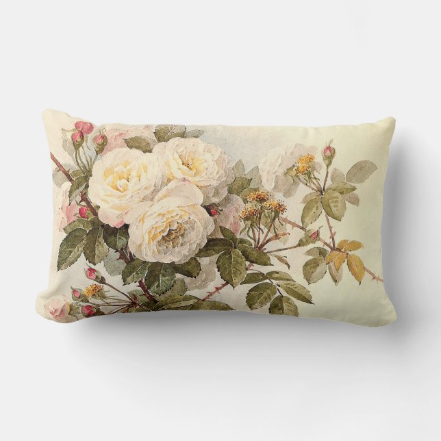 Vintage Guinevere Roses Lumbar Cushion (Front)