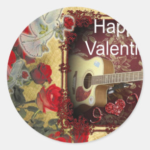 Vintage Guitar: African Brown Beauty Valentine Day Classic Round Sticker