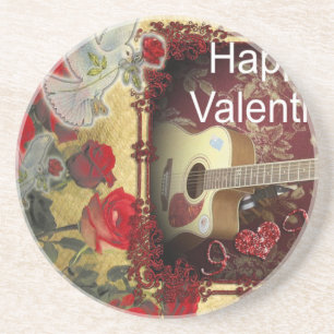 Vintage Guitar: African Brown Beauty Valentine Day Coaster
