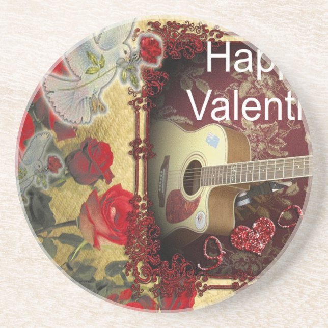 Vintage Guitar: African Brown Beauty Valentine Day Coaster (Front)