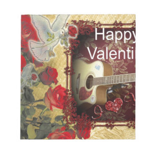 Vintage Guitar: African Brown Beauty Valentine Day Notepad