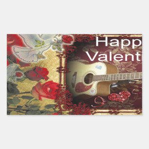 Vintage Guitar: African Brown Beauty Valentine Day Rectangular Sticker