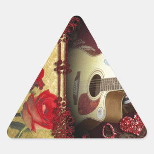 Vintage Guitar: African Brown Beauty Valentine Day Triangle Sticker
